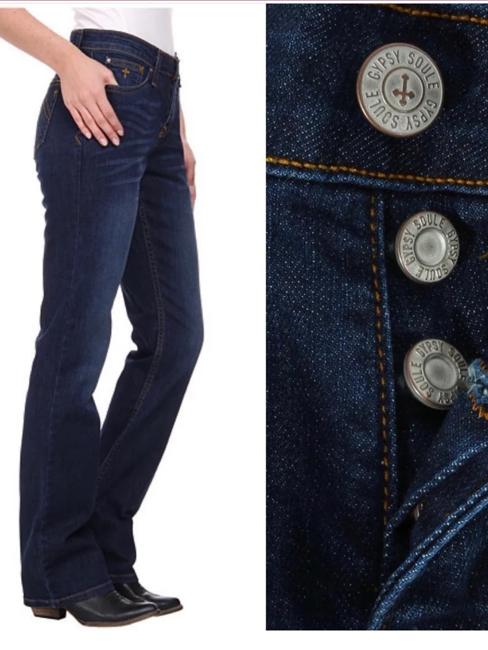Gypsy Soule Western Bootcut Dark Denim Jean women’s size 4/27